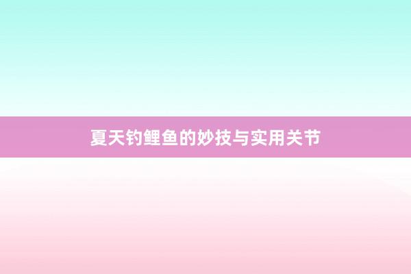 夏天钓鲤鱼的妙技与实用关节
